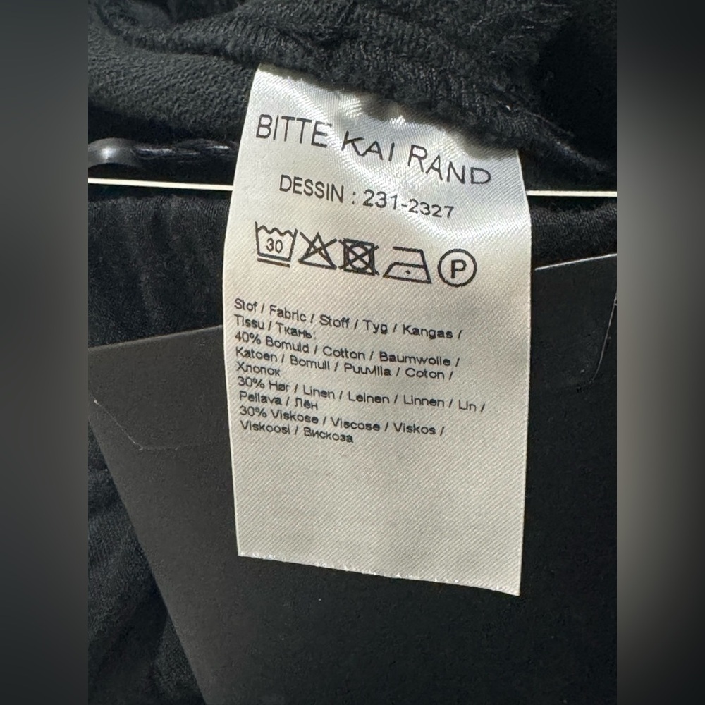 Bitte Kai Rand Size M Black Linen Blend Wide Legs High Rise Cullotte Pants - Picture 7 of 16